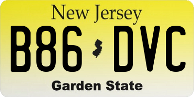 NJ license plate B86DVC