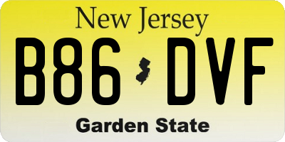 NJ license plate B86DVF