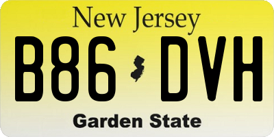 NJ license plate B86DVH