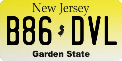 NJ license plate B86DVL