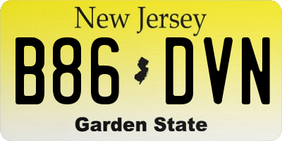 NJ license plate B86DVN