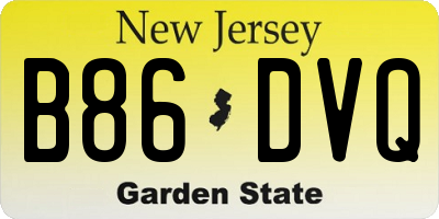 NJ license plate B86DVQ