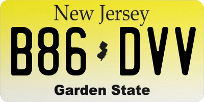 NJ license plate B86DVV