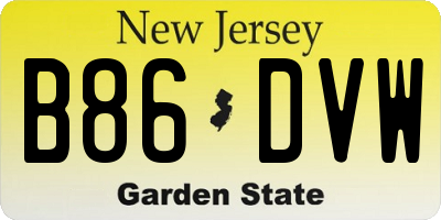 NJ license plate B86DVW