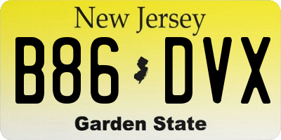 NJ license plate B86DVX
