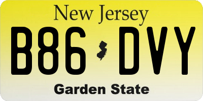 NJ license plate B86DVY