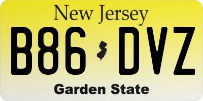 NJ license plate B86DVZ