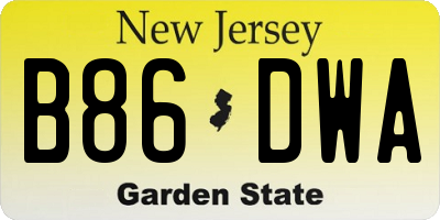 NJ license plate B86DWA
