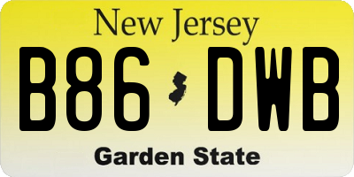 NJ license plate B86DWB
