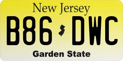 NJ license plate B86DWC