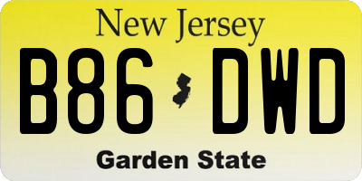 NJ license plate B86DWD