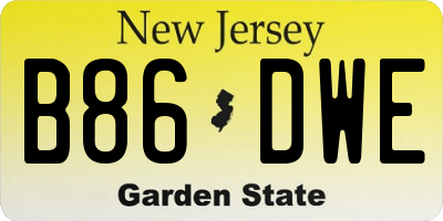 NJ license plate B86DWE