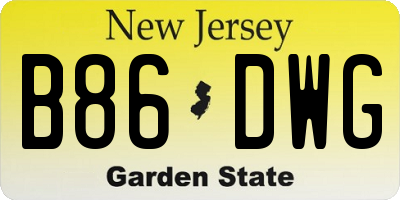 NJ license plate B86DWG