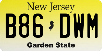 NJ license plate B86DWM