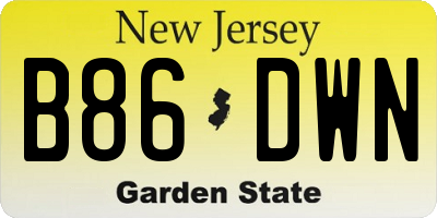 NJ license plate B86DWN