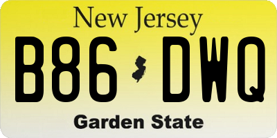 NJ license plate B86DWQ
