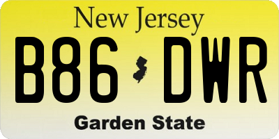 NJ license plate B86DWR