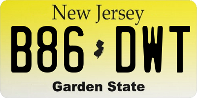 NJ license plate B86DWT
