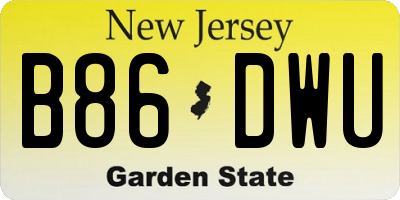 NJ license plate B86DWU