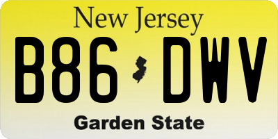 NJ license plate B86DWV