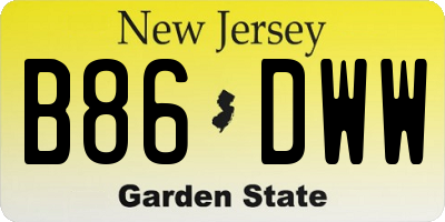 NJ license plate B86DWW
