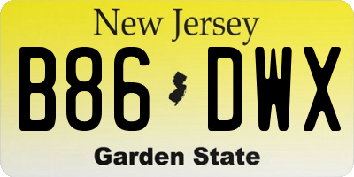 NJ license plate B86DWX