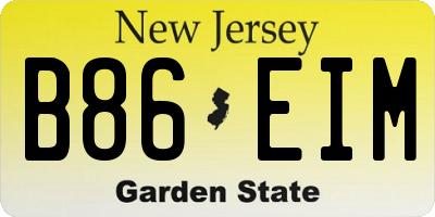NJ license plate B86EIM