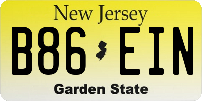NJ license plate B86EIN