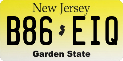 NJ license plate B86EIQ