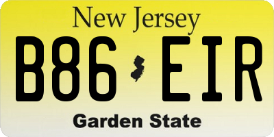 NJ license plate B86EIR