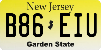 NJ license plate B86EIU