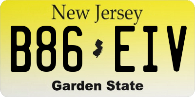 NJ license plate B86EIV