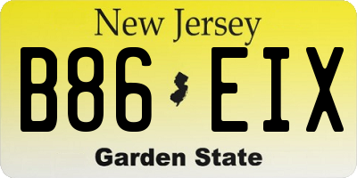 NJ license plate B86EIX