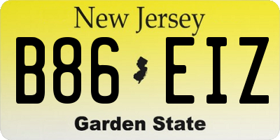 NJ license plate B86EIZ