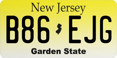 NJ license plate B86EJG