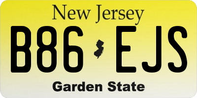 NJ license plate B86EJS