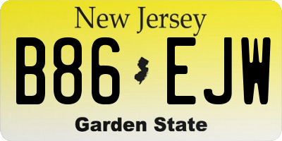 NJ license plate B86EJW