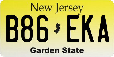 NJ license plate B86EKA
