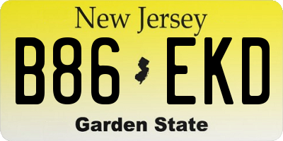 NJ license plate B86EKD