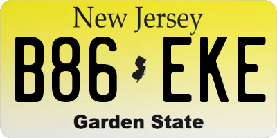 NJ license plate B86EKE