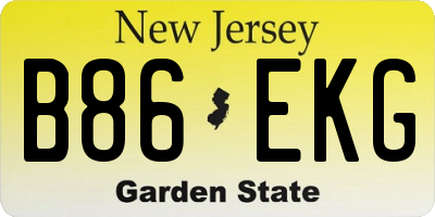 NJ license plate B86EKG