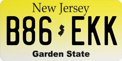 NJ license plate B86EKK