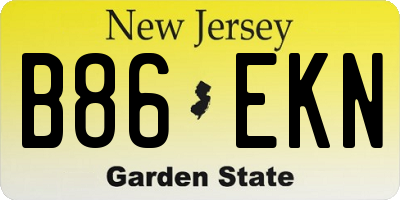 NJ license plate B86EKN