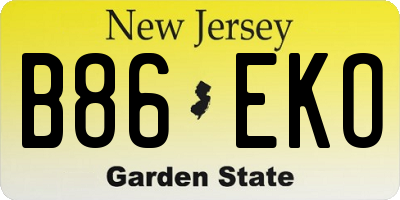 NJ license plate B86EKO
