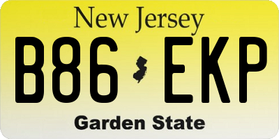 NJ license plate B86EKP