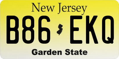 NJ license plate B86EKQ