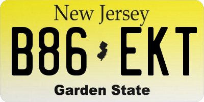NJ license plate B86EKT