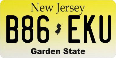 NJ license plate B86EKU