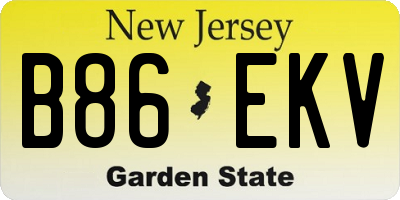NJ license plate B86EKV