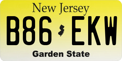 NJ license plate B86EKW
